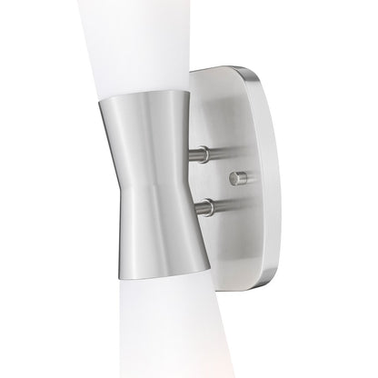 Z-Lite Emrys 2 Light 24" Wall Sconce, Brushed Nickel/White Opal