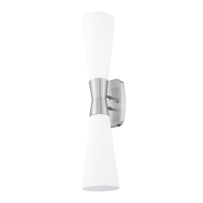 Z-Lite Emrys 2 Light 24" Wall Sconce, Brushed Nickel/White Opal