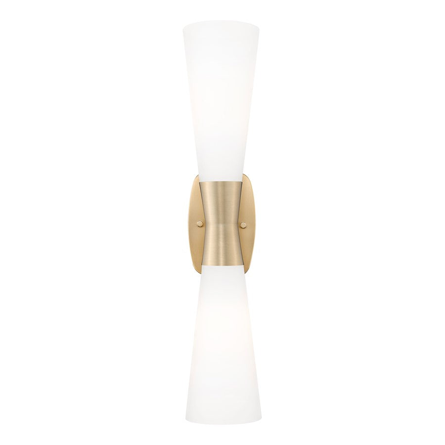 Z-Lite Emrys 2 Light 24" Wall Sconce, Modern Gold/White Opal