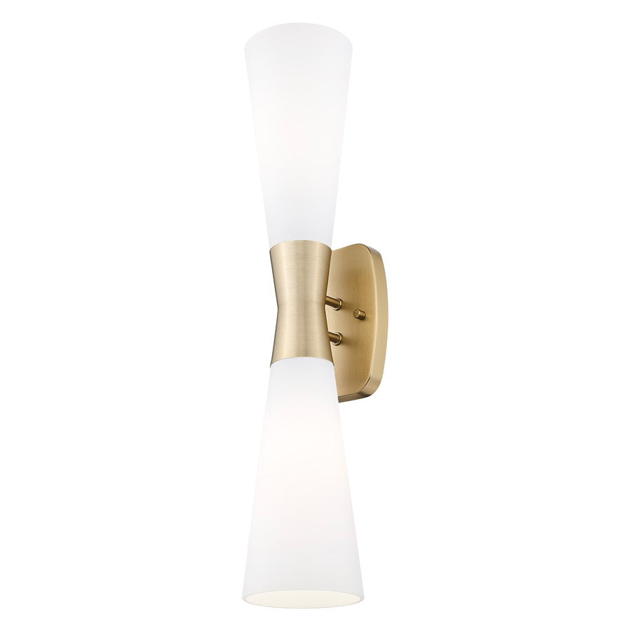 Z-Lite Emrys 2 Light 24" Wall Sconce, Modern Gold/White Opal