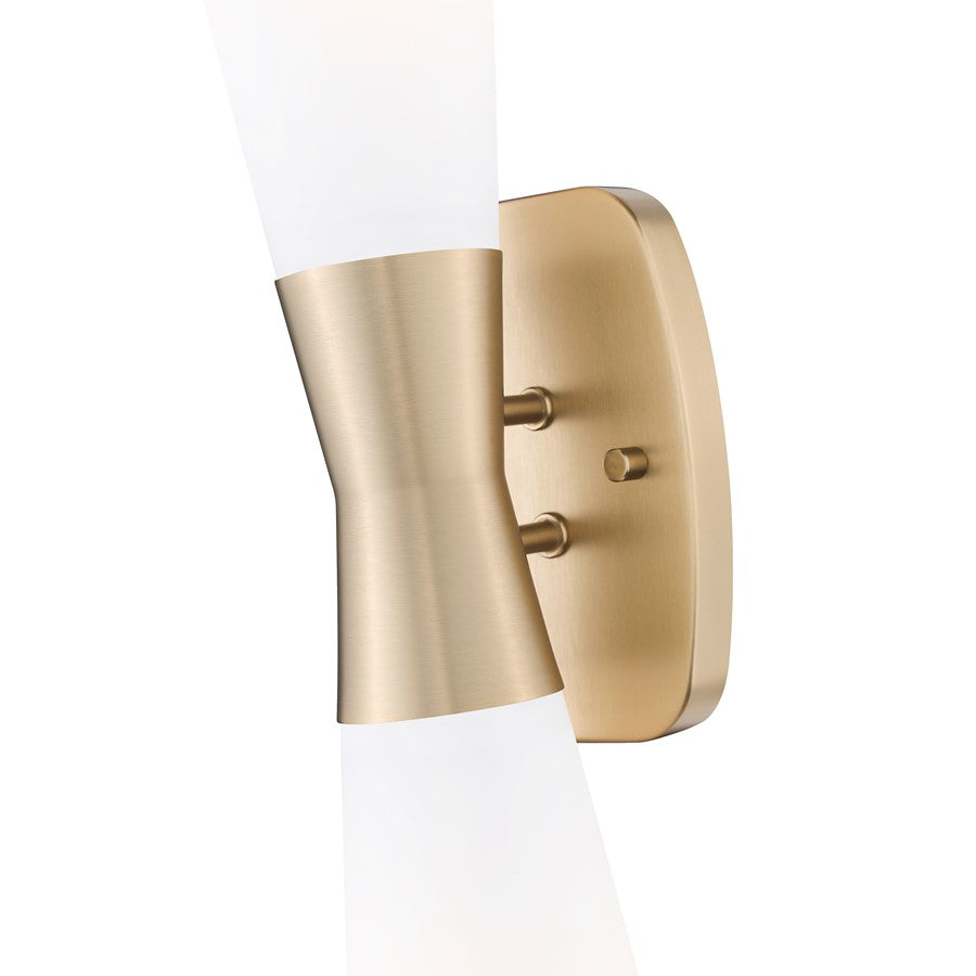 Z-Lite Emrys 2 Light 24" Wall Sconce, Modern Gold/White Opal