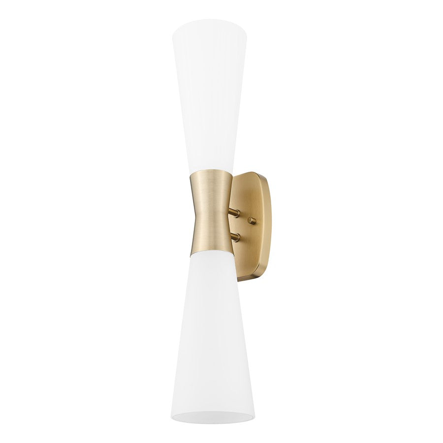 Z-Lite Emrys 2 Light 24" Wall Sconce, Modern Gold/White Opal