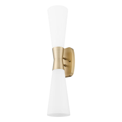 Z-Lite Emrys 2 Light 24" Wall Sconce, Modern Gold/White Opal