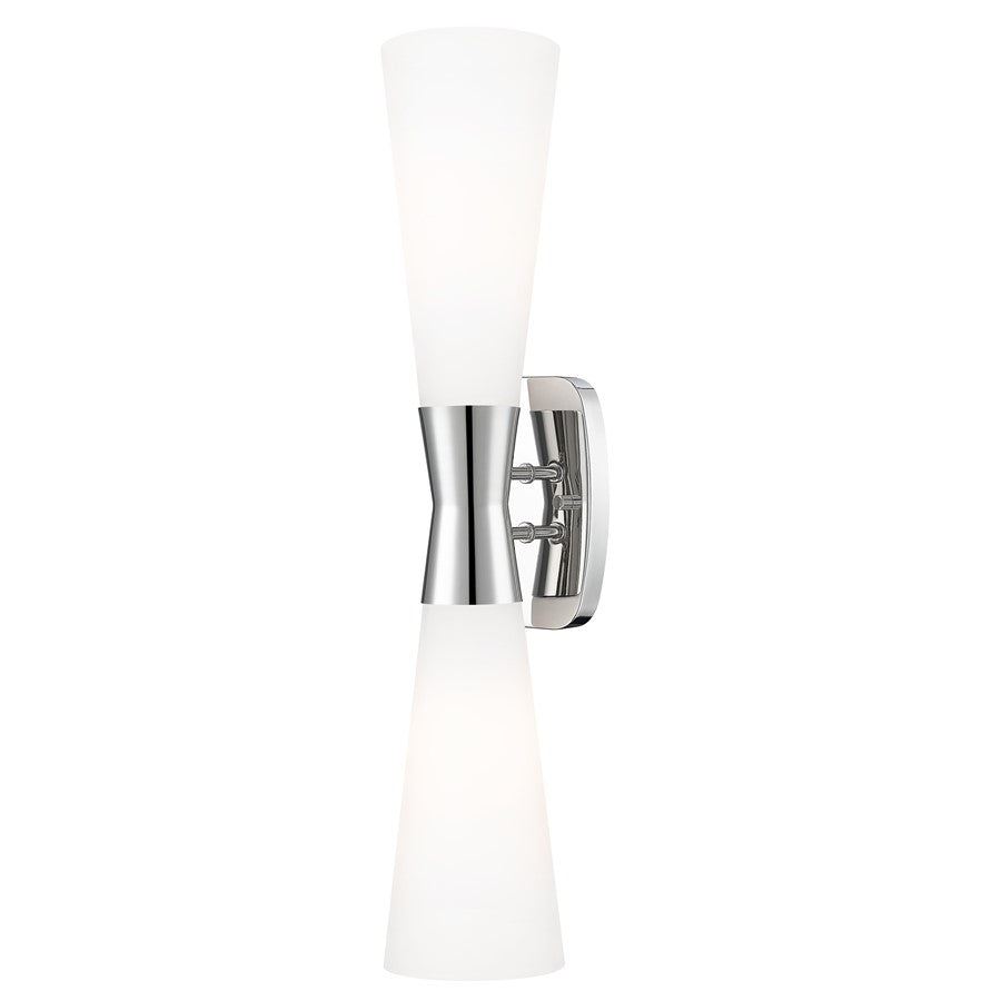 Z-Lite Emrys 2 Light 24" Wall Sconce, Polished Nickel/White Opal - 4504-2SL-PN