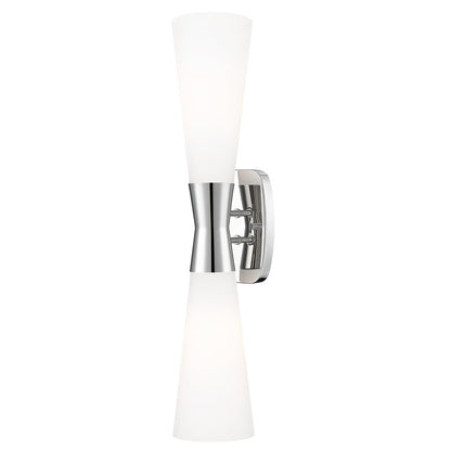 Z-Lite Emrys 2 Light 24" Wall Sconce, Polished Nickel/White Opal - 4504-2SL-PN