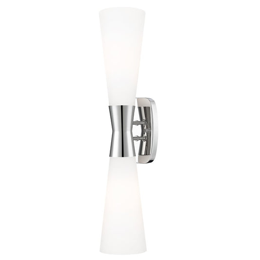 Z-Lite Emrys 2 Light 24" Wall Sconce, Polished Nickel/White Opal - 4504-2SL-PN