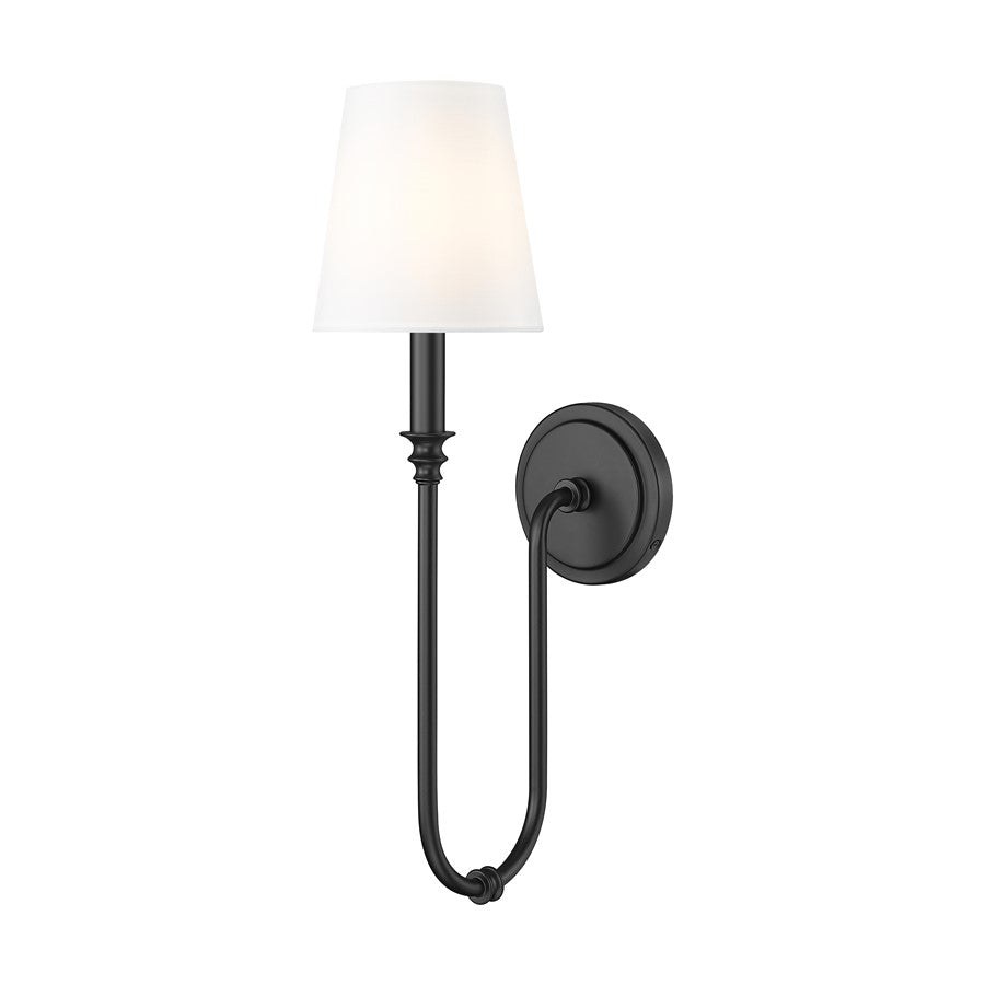 Z-Lite Jisele 1 Light Wall Sconce, Matte Black/White - 4505-1S-MB