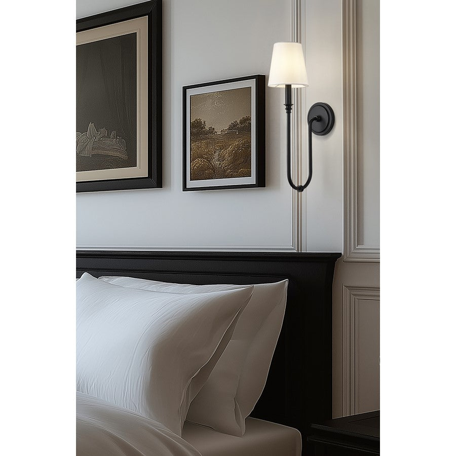 Z-Lite Jisele 1 Light Wall Sconce, Matte Black/White
