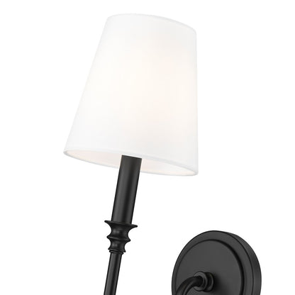 Z-Lite Jisele 1 Light Wall Sconce, Matte Black/White