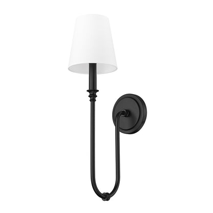 Z-Lite Jisele 1 Light Wall Sconce, Matte Black/White