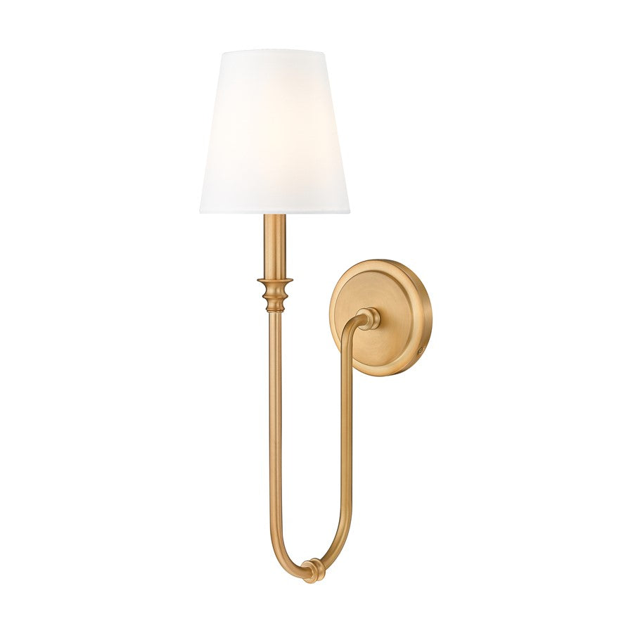 Z-Lite Jisele 1 Light Wall Sconce, Rubbed Brass/White - 4505-1S-RB