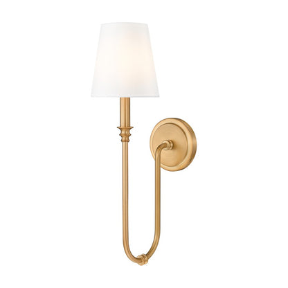 Z-Lite Jisele 1 Light Wall Sconce, Rubbed Brass/White - 4505-1S-RB