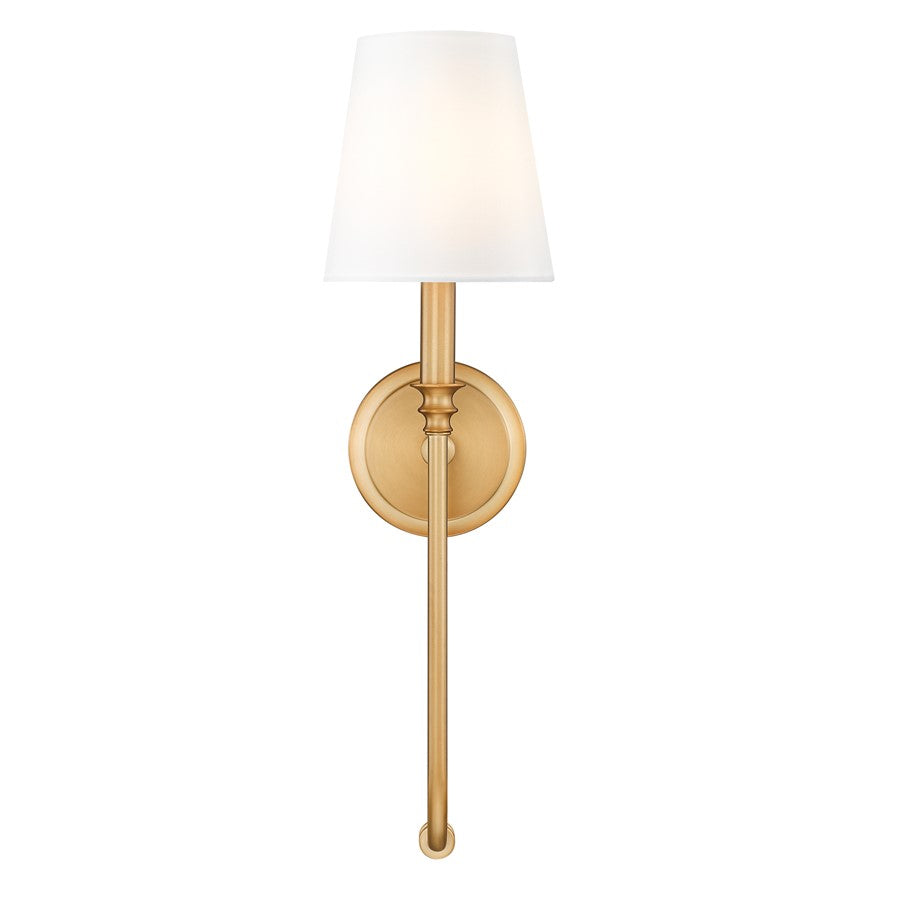 Z-Lite Jisele 1 Light Wall Sconce, Rubbed Brass/White