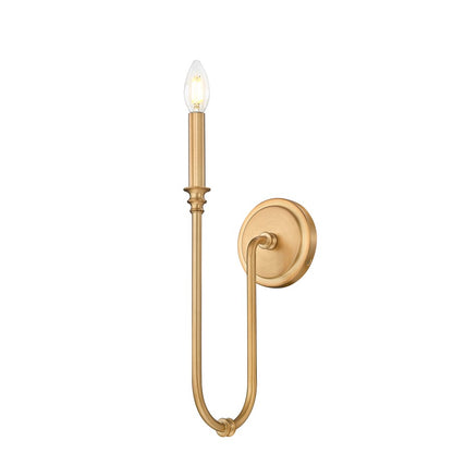 Z-Lite Jisele 1 Light Wall Sconce, Rubbed Brass/White