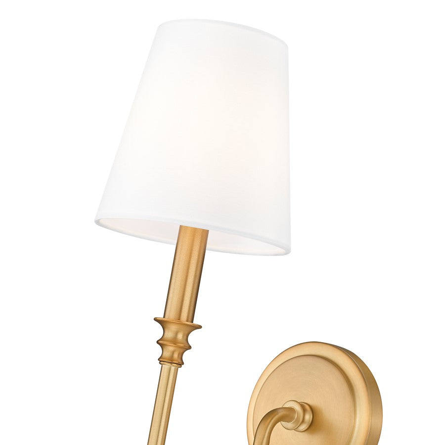 Z-Lite Jisele 1 Light Wall Sconce, Rubbed Brass/White