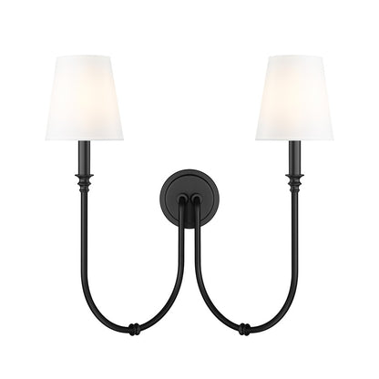 Z-Lite Jisele 2 Light Wall Sconce, Matte Black/White