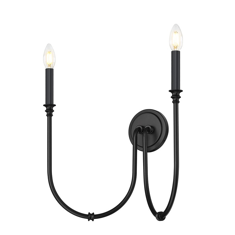 Z-Lite Jisele 2 Light Wall Sconce, Matte Black/White