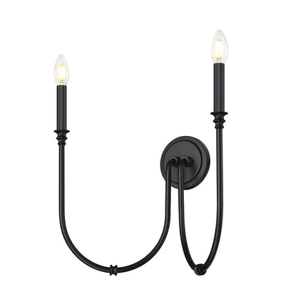 Z-Lite Jisele 2 Light Wall Sconce, Matte Black/White