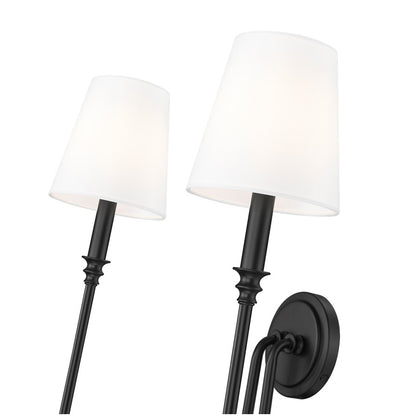 Z-Lite Jisele 2 Light Wall Sconce, Matte Black/White