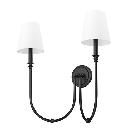Z-Lite Jisele 2 Light Wall Sconce, Matte Black/White