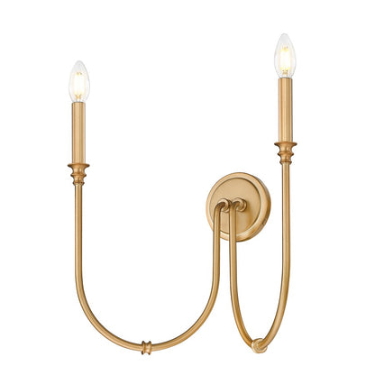 Z-Lite Jisele 2 Light Wall Sconce, Rubbed Brass/White