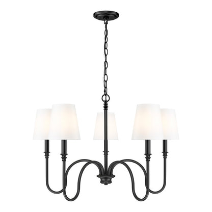 Z-Lite Jisele 5 Light Chandelier, Matte Black/White - 4505-5MB