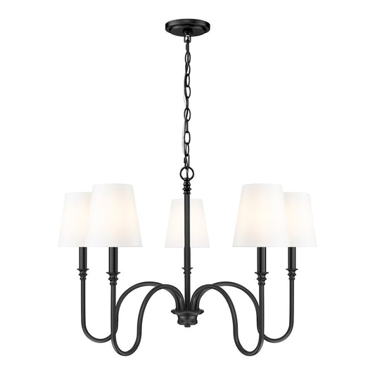 Z-Lite Jisele 5 Light Chandelier, Matte Black/White - 4505-5MB