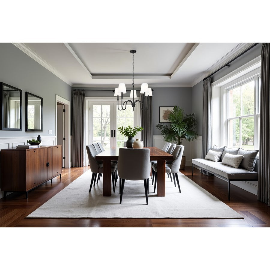 Z-Lite Jisele 5 Light Chandelier, Matte Black/White