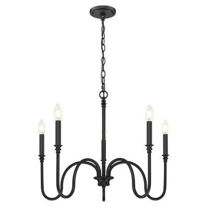 Z-Lite Jisele 5 Light Chandelier, Matte Black/White