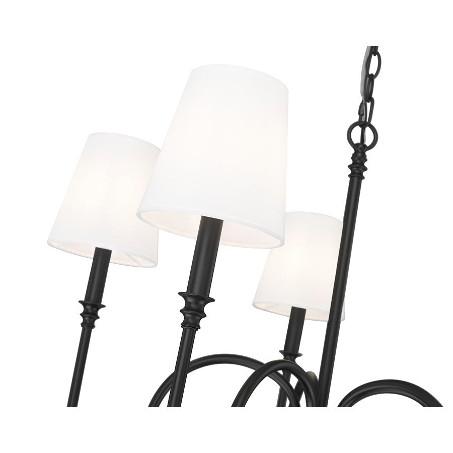 Z-Lite Jisele 5 Light Chandelier, Matte Black/White