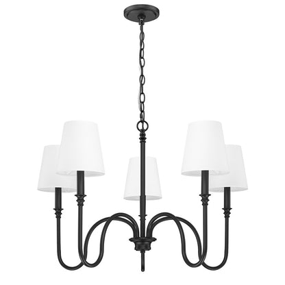 Z-Lite Jisele 5 Light Chandelier, Matte Black/White