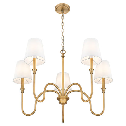 Z-Lite Jisele 5 Light Chandelier, Rubbed Brass/White