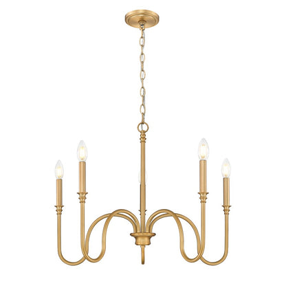 Z-Lite Jisele 5 Light Chandelier, Rubbed Brass/White