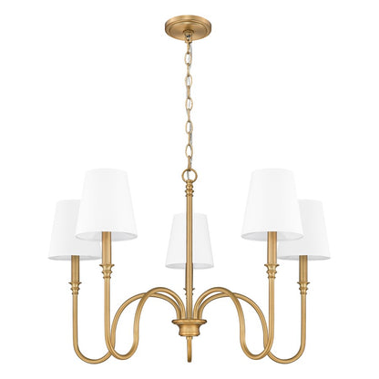 Z-Lite Jisele 5 Light Chandelier, Rubbed Brass/White
