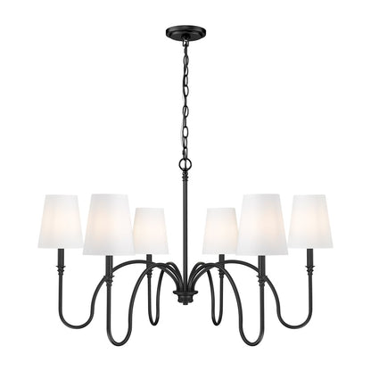 Z-Lite Jisele 6 Light Chandelier, Matte Black/White - 4505-6MB