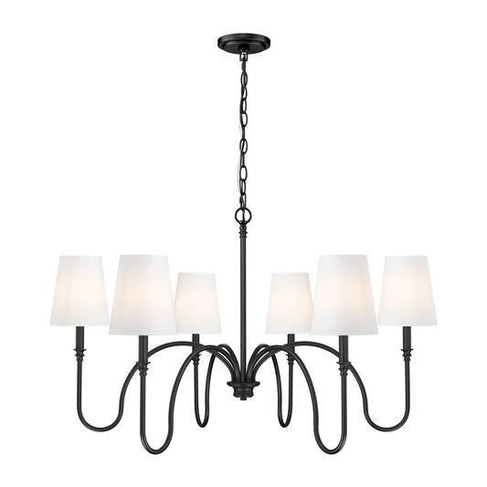 Z-Lite Jisele 6 Light Chandelier, Matte Black/White - 4505-6MB