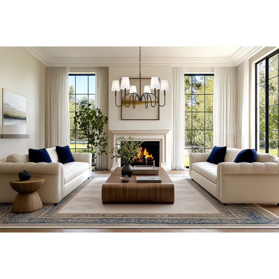 Z-Lite Jisele 6 Light Chandelier, Matte Black/White