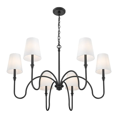 Z-Lite Jisele 6 Light Chandelier, Matte Black/White