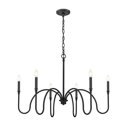 Z-Lite Jisele 6 Light Chandelier, Matte Black/White