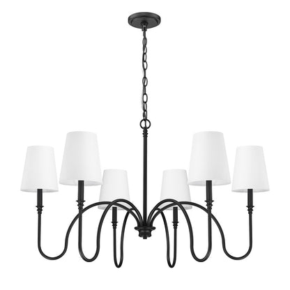 Z-Lite Jisele 6 Light Chandelier, Matte Black/White