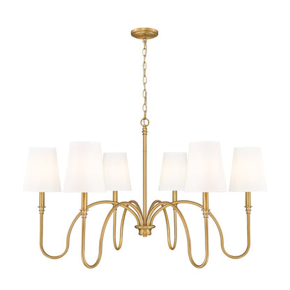 Z-Lite Jisele 6 Light Chandelier, Rubbed Brass/White - 4505-6RB