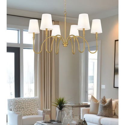 Z-Lite Jisele 6 Light Chandelier, Rubbed Brass/White