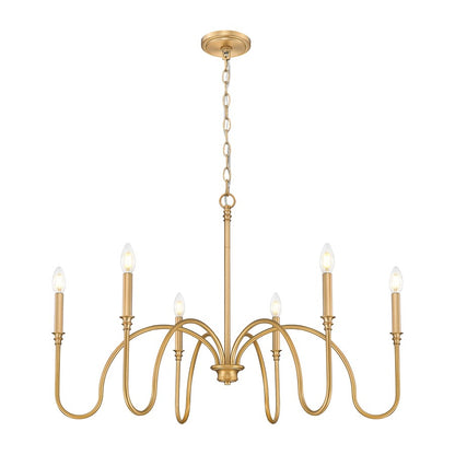 Z-Lite Jisele 6 Light Chandelier, Rubbed Brass/White