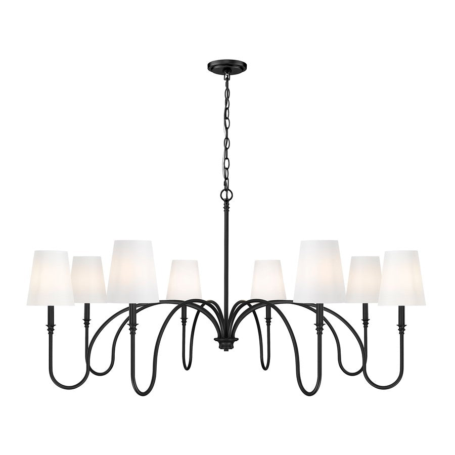 Z-Lite Jisele 8 Light Chandelier, Matte Black/White - 4505-8MB
