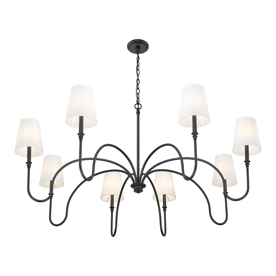Z-Lite Jisele 8 Light Chandelier, Matte Black/White
