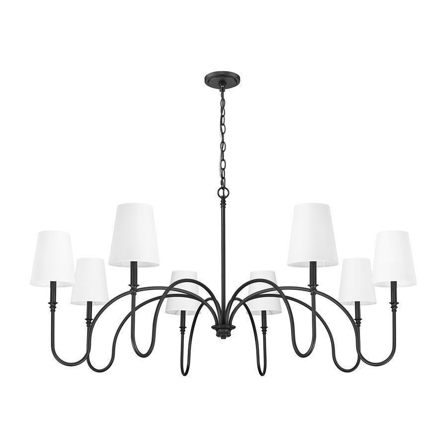Z-Lite Jisele 8 Light Chandelier, Matte Black/White