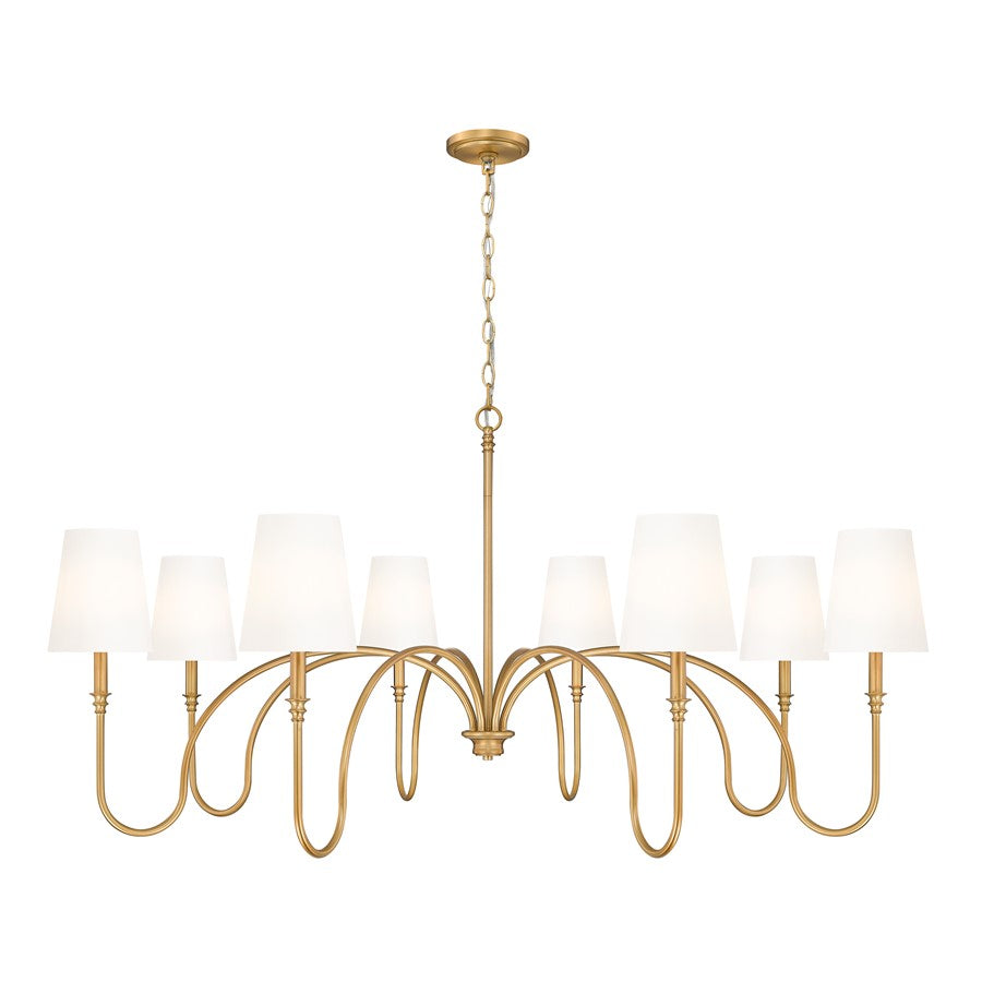 Z-Lite Jisele 8 Light Chandelier, Rubbed Brass/White - 4505-8RB
