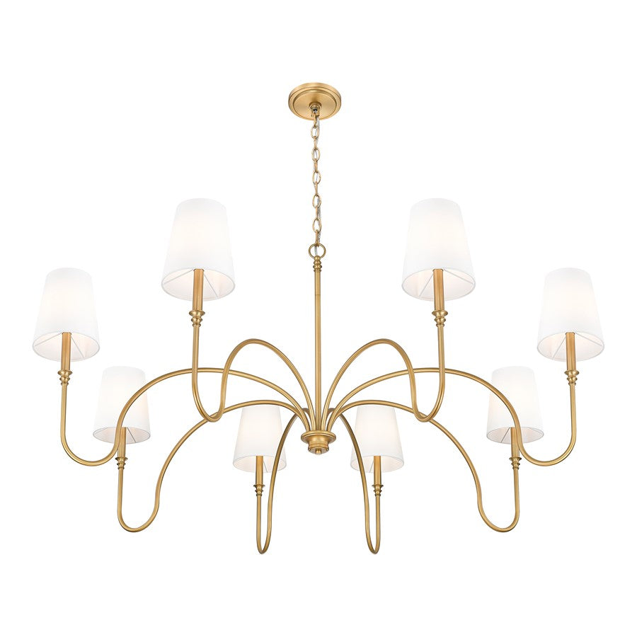 Z-Lite Jisele 8 Light Chandelier, Rubbed Brass/White