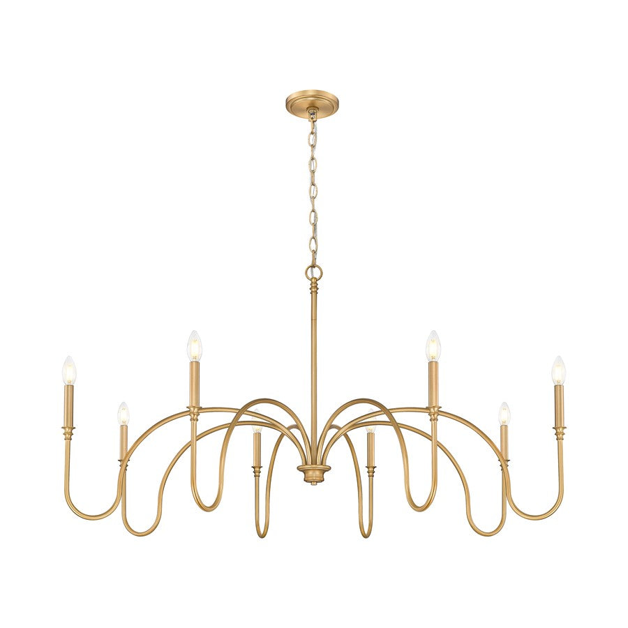 Z-Lite Jisele 8 Light Chandelier, Rubbed Brass/White