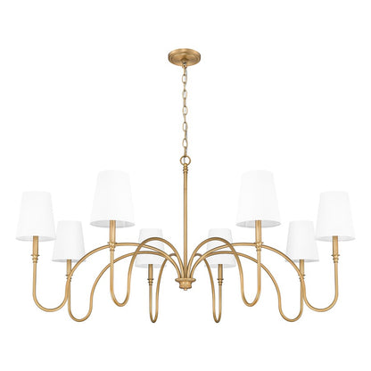 Z-Lite Jisele 8 Light Chandelier, Rubbed Brass/White